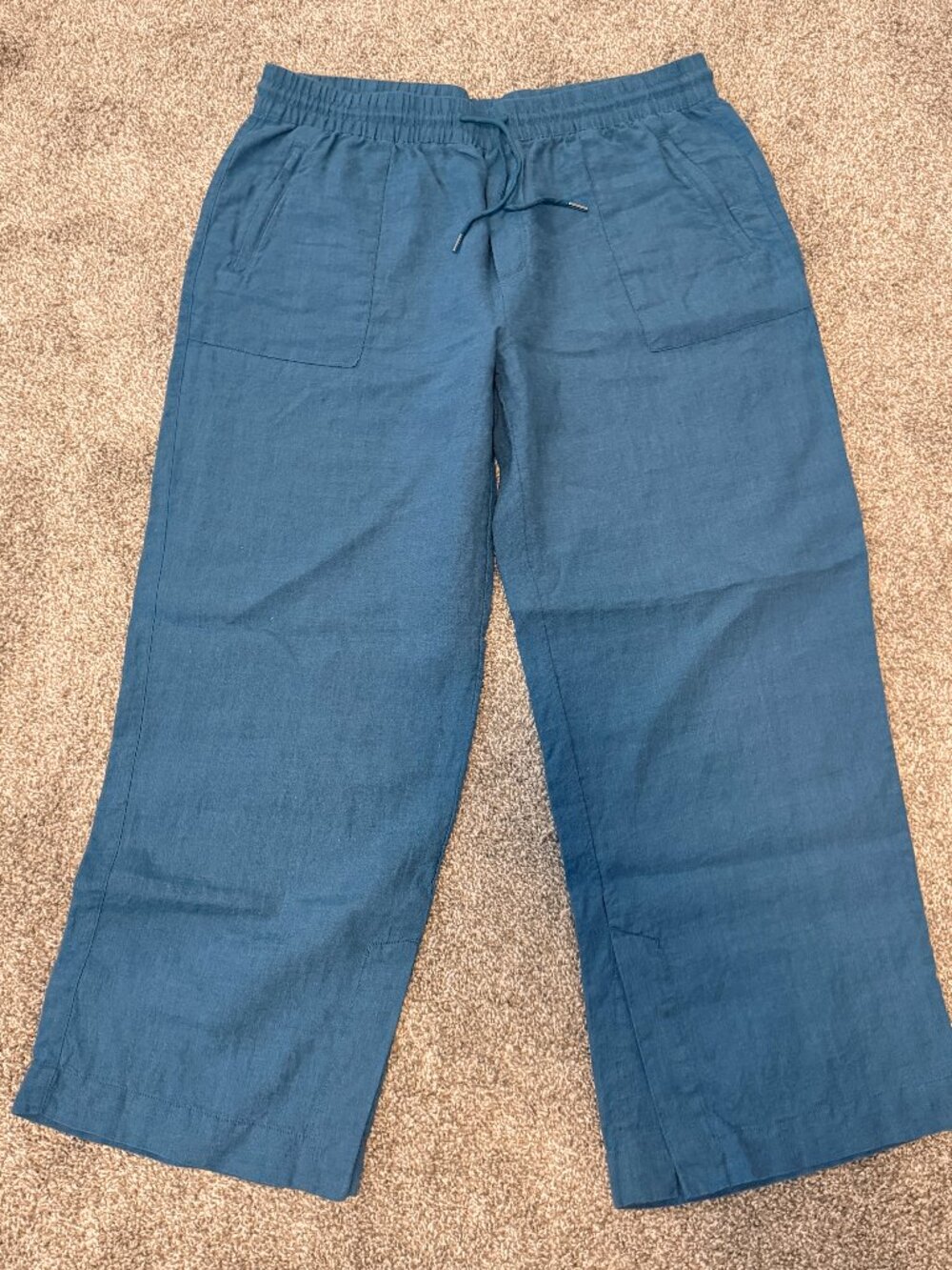 Athleta Retreat Linen High Rise Wide Leg Pants Borealis Green Size 16